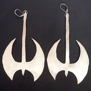 Battleaxe Earrings Custom Made Silver Axe Statement Jewelry